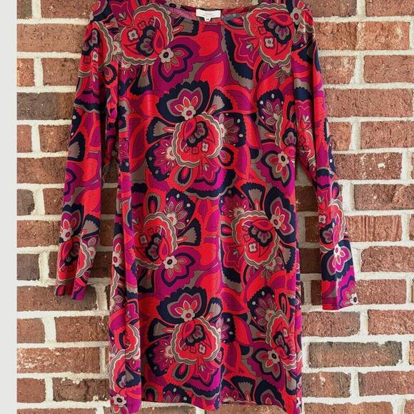 Trina by Trina Turk Retro Floral Long Sleeve Knit Dress NWT Size M - Picture 1 of 7